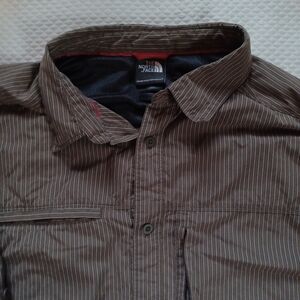 The North Face Men's Brown Striped Button Down Vented Shirt Size XXL